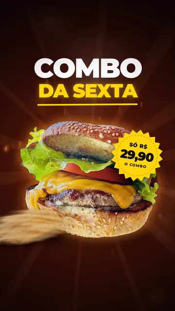 Vídeo animado de promoção de hamburgueria com selo de preço
